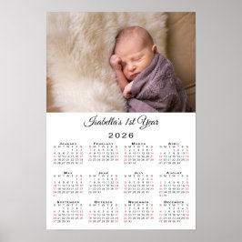 Nieuwe Baby Eerste Jaar Foto 2026 Kalender Poster