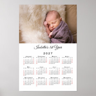 Nieuwe baby eerste jaar foto 2027 kalender poster