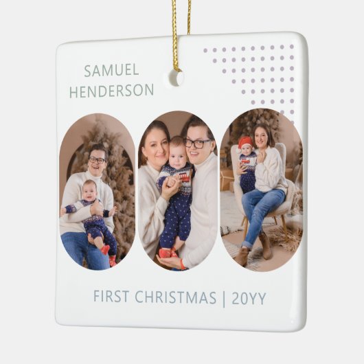 Nieuwe Baby Eerste Kerstmis 6 foto's Elke kleur Keramisch Ornament (Links)