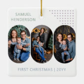 Nieuwe Baby Eerste Kerstmis 6 foto's Elke kleur Keramisch Ornament (Achterkant)