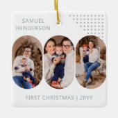 Nieuwe Baby Eerste Kerstmis 6 foto's Elke kleur Keramisch Ornament (Voorkant)