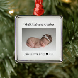 Nieuwe Baby Eerste Kerstmis als Oma Foto Metalen Ornament