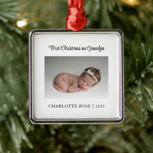 Nieuwe Baby Eerste Kerstmis als opa Foto Metalen Ornament