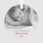 Nieuwe Baby Eerste Kerstmis als Ouders Meisje Pers Ornament (achterkant)