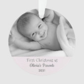 Nieuwe Baby Eerste Kerstmis als Ouders Meisje Pers Ornament (voorkant)