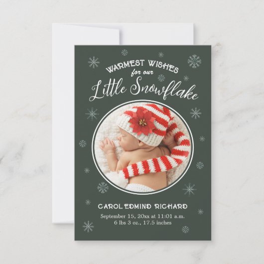 Nieuwe Baby Eerste Kerstmis Geboorte Stats Happy H Bedankkaart (Voorkant)