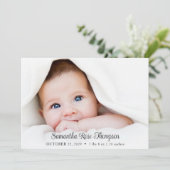 Nieuwe Baby Elegant Foto Geboorte Aankondiging Kaa (Staand voorkant)