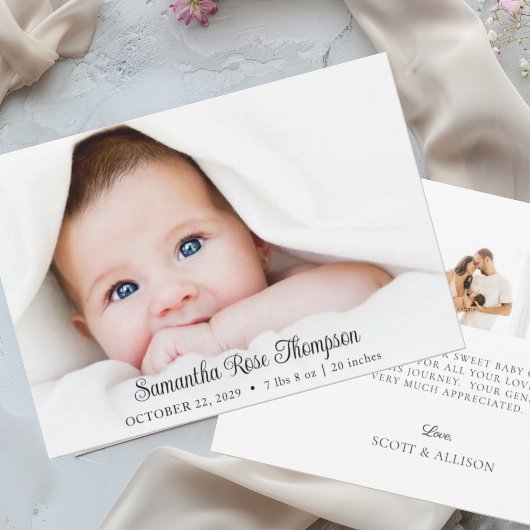 Nieuwe Baby Elegant Foto Geboorte Aankondiging Kaa