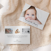 Nieuwe Baby Elegant Script Foto geboorteaankondigi