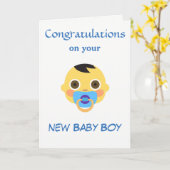 Nieuwe baby, emoji. kaart (Gele Bloem)