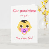 Nieuwe baby, emoji. kaart (Gele Bloem)