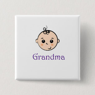 Nieuwe baby en oma vierkante button 5,1 cm