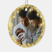 Nieuwe Baby First Kerstmis Glitter Gold Circle Keramisch Ornament (Links)