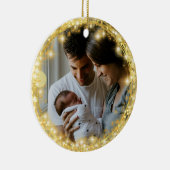 Nieuwe Baby First Kerstmis Glitter Gold Circle Keramisch Ornament (Rechts)