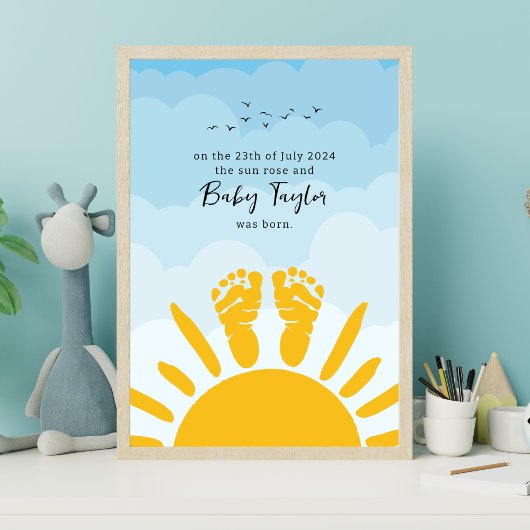 Nieuwe Baby Footprint Sunshine Poster