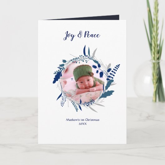 NIEUWE Baby FOTO Aankondiging Winter Blauw Minimal (Voorkant)