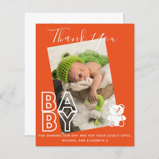 Nieuwe Baby Foto Bedankkaartjes Modern Budget (Voorkant / Achterkant)