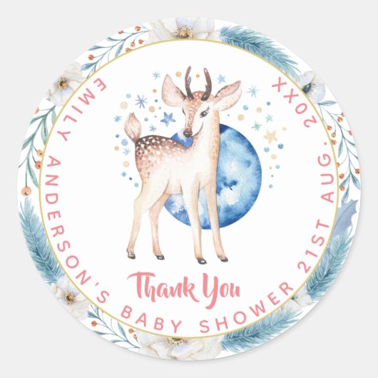 Nieuwe Baby Foto Bedankkaartjes Modern Budget Ronde Sticker (Voorkant)