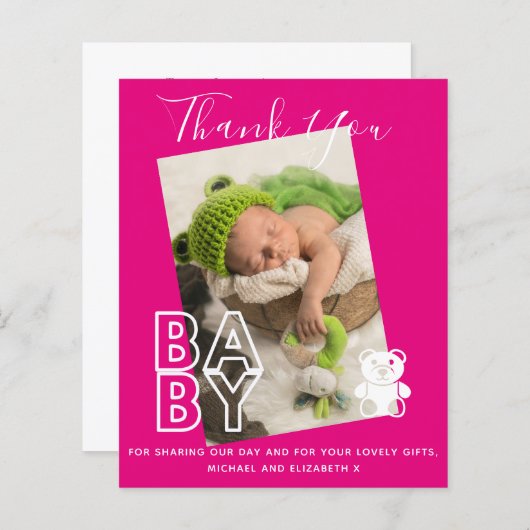 Nieuwe Baby Foto Bedankkaartjes Moderne Budget (Voorkant / Achterkant)