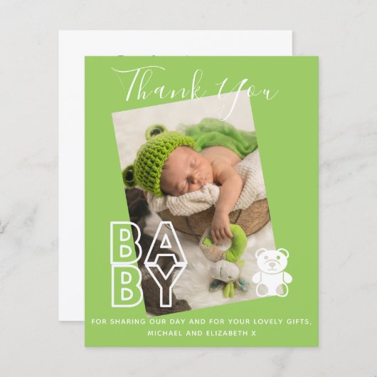 Nieuwe Baby Foto Bedankkaartjes Moderne Budget (Voorkant / Achterkant)