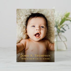 Nieuwe Baby Foto Bedankt Hart Modern Geboorte Folie Uitnodiging