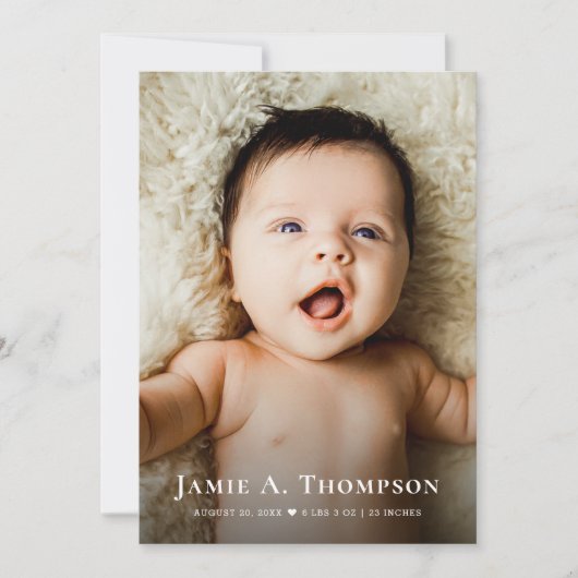 Nieuwe Baby Foto Dank u Hart Moderne Geboorte Aankondiging (Voorkant)