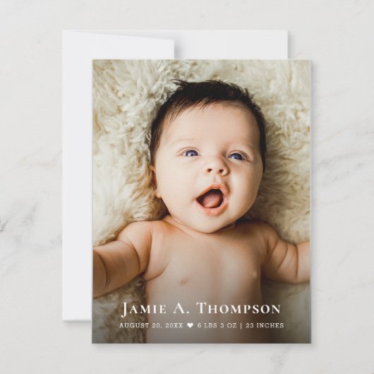 Nieuwe Baby Foto Dank u Hart Moderne Geboorte Aankondiging (Voorkant)