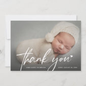 Nieuwe Baby Foto Dank u Hart Moderne Geboorte Bedankkaart (Voorkant)