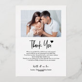 Nieuwe Baby Foto Dank u Hart Moderne Geboorte Folie Uitnodiging (Achterkant)