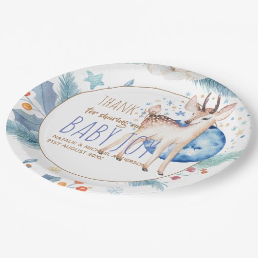 Nieuwe Baby Foto Dank u Kaarten Modern Budget Papieren Bordje (Gekanteld)