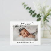 Nieuwe Baby Foto Hart Script Geboorteaankondiging Briefkaart (Staand voorkant)