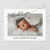 Nieuwe Baby Foto Hart Script Geboorteaankondiging Briefkaart (Voorkant)