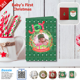 NIEUWE Baby FOTO Kerstjaar in de Review Notitiekaartje