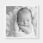 Nieuwe Baby Foto Zwart Wit Tijdloze Keepsake Sweet Magneet (Voorkant)
