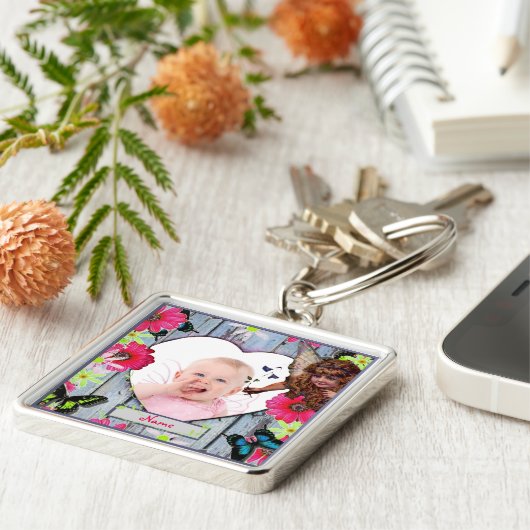 Nieuwe baby fotocadeau bloemenfee sleutelhanger (Zijkant)