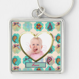 Nieuwe baby fotocadeau scrapbooking paisley foto sleutelhanger
