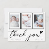 Nieuwe Baby Fotogalerij Stijlvol Script Bedankt (Voorkant)