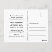 Nieuwe Baby Geboorte Aankondiging Dank u Briefkaart (Achterkant)