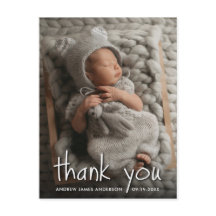 Nieuwe Baby Geboorte Aankondiging Dank u