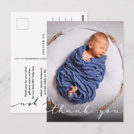 Nieuwe Baby Geboorte Aankondiging Dank u Briefkaart (Voorkant / Achterkant)