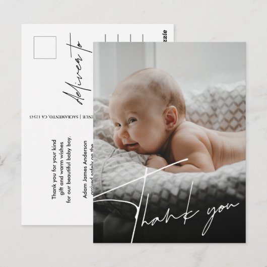 Nieuwe Baby Geboorte Aankondiging Dank u Briefkaart (Voorkant / Achterkant)