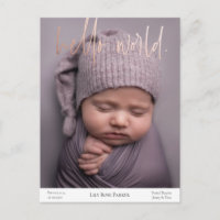 Nieuwe Baby Geboorte Aankondiging Folie Briefkaart