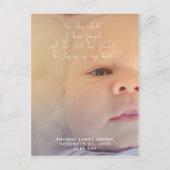 Nieuwe Baby Geboorte Aankondiging Foto briefkaart (Voorkant)