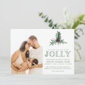 Nieuwe baby geboorte aankondiging foto Kerstmis (Staand voorkant)