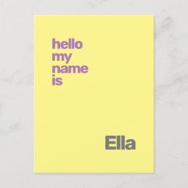 Nieuwe Baby Geboorte Aankondiging Geel paarse Cust Briefkaart