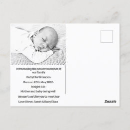Nieuwe baby geboorte aankondiging groen paarse mod briefkaart