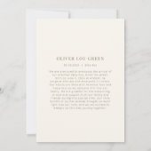 Nieuwe baby geboorte aankondiging met foto (Achterkant)