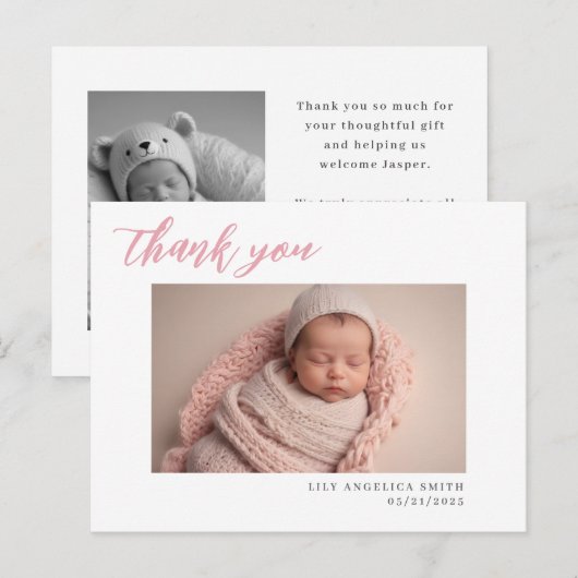 Nieuwe Baby Geboorte aankondigingskaart met foto Briefkaart (Voorkant / Achterkant)