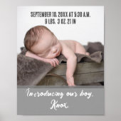Nieuwe baby geboorte foto aankondiging poster (Voorkant)