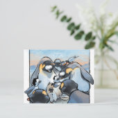 Nieuwe Baby Geboorte Pinguïn Felicitaties Leuke Fa Briefkaart (Staand voorkant)